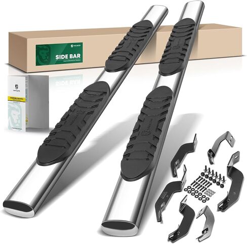 YHTAUTO 5 Inch Running Boards Side Steps Fit Toyota Tundra 2007-2021, Extended Cab, Oval Straight Stainless Steel Polished Chrome, Truck Cab Side Step Rails Off-Road Exterior Accessories, Set of 2 in Saudi Arabia