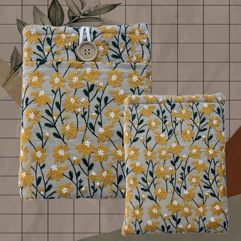 Embroidered White Daisy Book Sleeve. Book Cover/Protector in Kuwait