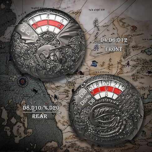 DND Spinner Metal Dice Set DNDND 7-in-1 Spinner D&D Dice Set with Luxurious Gift Box for Dungeons and Dragon and Tabletop Game (Silver with Red) in Kuwait