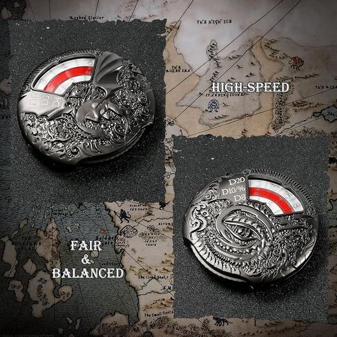 DND Spinner Metal Dice Set DNDND 7-in-1 Spinner D&D Dice Set with Luxurious Gift Box for Dungeons and Dragon and Tabletop Game (Silver with Red) in Kuwait