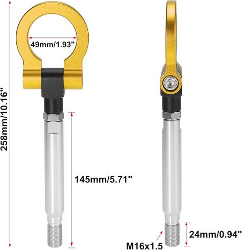 X AUTOHAUX Gold Tone Aluminum Alloy Front Bumper Trailer Ring Eye Towing Tow Hook Screw for Subaru Impreza WRX BRZ in Saudi Arabia