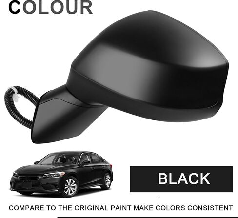 مرآة جانبية للركاب متوافقة مع Honda Civic 2012-2015 مع زجاج كهربائي، استبدال مرايا الرؤية الجانبية اليمنى #76202TR0A01 3 دبابيس in Saudi Arabia