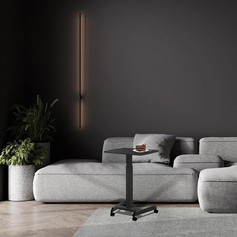 Mount-It! Adjustable Rolling Laptop Desk with Wheels [23.6" x 20.5"] Sit Stand Mobile Workstation Cart with Pneumatic Spring Lift for Height Adjustment, Rolling Computer Table, Foot Pedal (White) in Kuwait