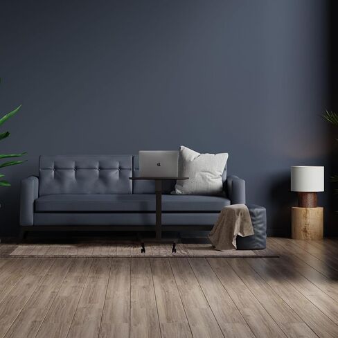 Mount-It! Adjustable Rolling Laptop Desk with Wheels [23.6" x 20.5"] Sit Stand Mobile Workstation Cart with Pneumatic Spring Lift for Height Adjustment, Rolling Computer Table, Foot Pedal (White) in Kuwait