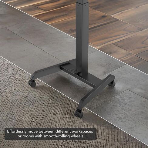 Mount-It! Adjustable Rolling Laptop Desk with Wheels [23.6" x 20.5"] Sit Stand Mobile Workstation Cart with Pneumatic Spring Lift for Height Adjustment, Rolling Computer Table, Foot Pedal (White) in Kuwait