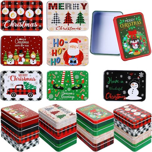 36 Pcs Gift Card Holders Tins Christmas Cookie Tin Metal Boxes Holder with Lids for Gift Cards Colorful Xmas Boxes for Birthday Holiday Gifts Party Favors Christmas Stocking Stuffers in Saudi Arabia