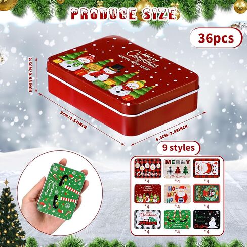 36 Pcs Gift Card Holders Tins Christmas Cookie Tin Metal Boxes Holder with Lids for Gift Cards Colorful Xmas Boxes for Birthday Holiday Gifts Party Favors Christmas Stocking Stuffers in Saudi Arabia