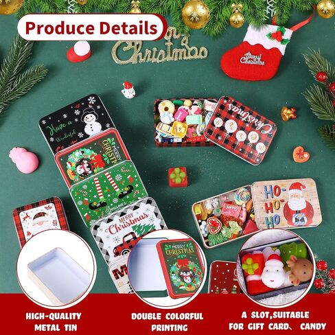 36 Pcs Gift Card Holders Tins Christmas Cookie Tin Metal Boxes Holder with Lids for Gift Cards Colorful Xmas Boxes for Birthday Holiday Gifts Party Favors Christmas Stocking Stuffers in Saudi Arabia
