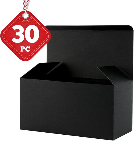 RUSPEPA Recycled Cardboard Gift Boxes - 9"X 4.5"X 4.5" - Decorative Favor Box with Lids for Gifts, Party, Wedding - 30 Pack - Black in Saudi Arabia