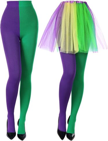 Two Tone Pantyhose Creative Pantyhose Stockings Mardi Gras Tights Novelty Thigh High Stockings Carnival Party Supplies in Saudi Arabia