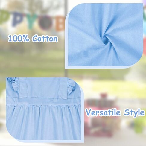 فستان VASCHY للفتيات مكشكش مقصوص من الخلف وتفاصيل فيونكة للمناسبات الخاصة فستان صيفي متأرجح من القطن in Kuwait