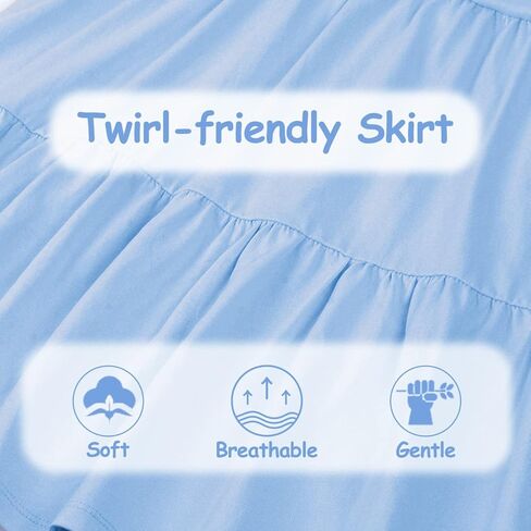 فستان VASCHY للفتيات مكشكش مقصوص من الخلف وتفاصيل فيونكة للمناسبات الخاصة فستان صيفي متأرجح من القطن in Kuwait