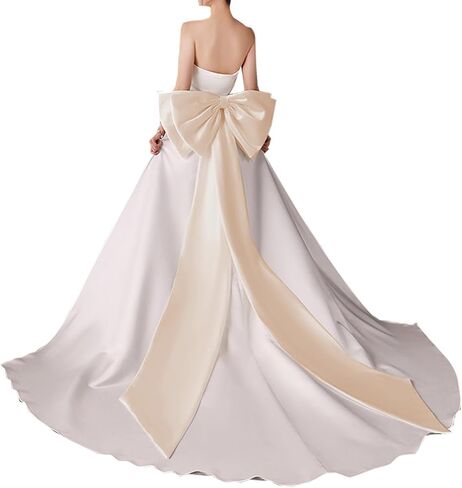 Detachable Satin Bowknot for Formal Party Dress Removable Bow Sweep Train for Wedding Dress 66'' Long in Saudi Arabia