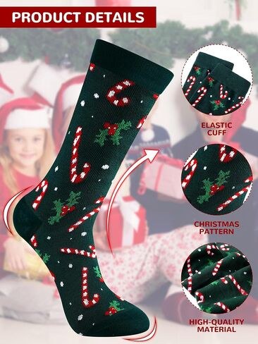 Suhine 12 Pairs Christmas Family Matching Socks Winter Socks Novelty Holiday Socks with 3 Patterns for Adults and Kids as Christmas Gift in Saudi Arabia
