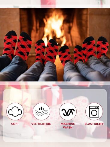 Suhine 12 Pairs Christmas Family Matching Socks Winter Socks Novelty Holiday Socks with 3 Patterns for Adults and Kids as Christmas Gift in Saudi Arabia