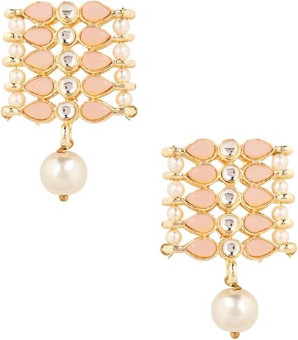 I Jewels Gold Plated Indian Wedding Bollywood Gold Pearl & Kundan Studded Choker Necklace Jewellery Set For Women (K7209) in Kuwait