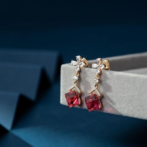 Austrian Crystal Dangle Earrings for Women Wedding Earrings18K Gold Plated Hypoallergenic Cubic Zirconia Flower Earrings for Brides Bridesmaids Prom Gift in Saudi Arabia