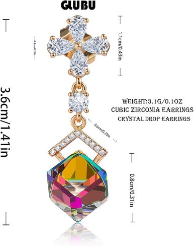 Austrian Crystal Dangle Earrings for Women Wedding Earrings18K Gold Plated Hypoallergenic Cubic Zirconia Flower Earrings for Brides Bridesmaids Prom Gift in Saudi Arabia