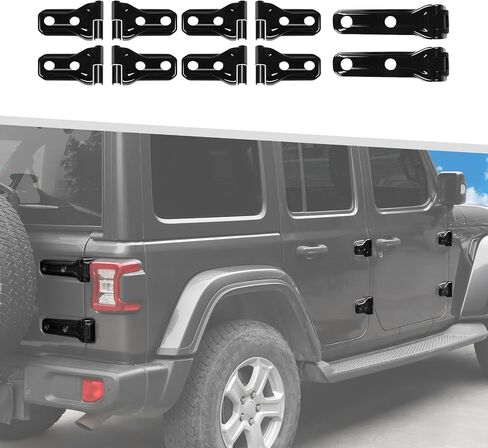 Jimen Fit for Jeep Wrangler JLU 4 Door 2018-2024, 20PCS Door Hinge & Tailgate Hinge Cover Exterior Trim Accessories (Matte Black) in Saudi Arabia