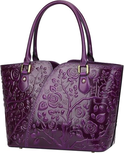 PIJUSHI Floral Designer Handbags for Women Ladies Top Handle Handbags Satchel Bags and Purses(22328 Classic Purple) in Saudi Arabia