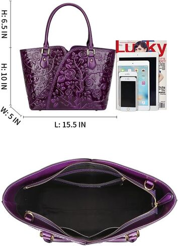 PIJUSHI Floral Designer Handbags for Women Ladies Top Handle Handbags Satchel Bags and Purses(22328 Classic Purple) in Saudi Arabia