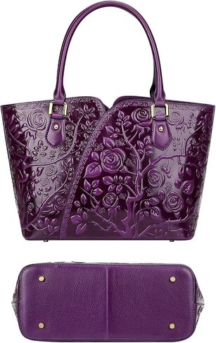 PIJUSHI Floral Designer Handbags for Women Ladies Top Handle Handbags Satchel Bags and Purses(22328 Classic Purple) in Saudi Arabia
