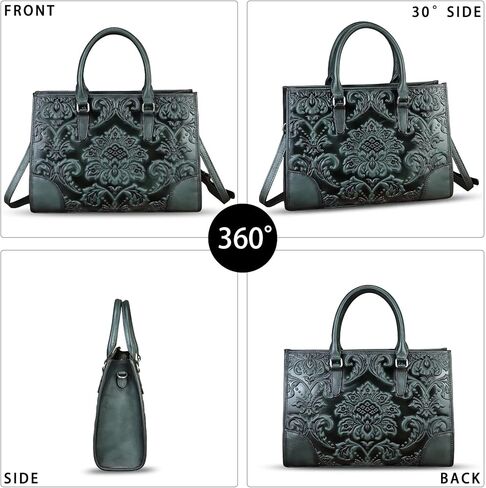 حقيبة جلدية أصلية للنساء محفظة منقوشة بمقبض علوي حقيبة كتف مصنوعة يدويًا عبر الجسم in Kuwait