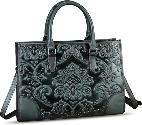 حقيبة جلدية أصلية للنساء محفظة منقوشة بمقبض علوي حقيبة كتف مصنوعة يدويًا عبر الجسم in Kuwait