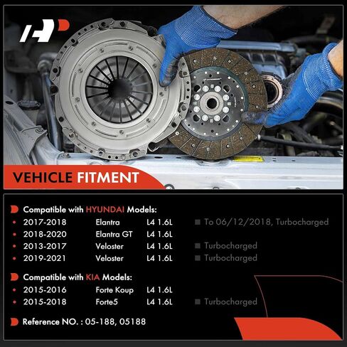 مجموعة قابض ناقل الحركة A-Premium متوافقة مع Hyundai Elantra 2017-2018، Elantra GT 2018-2020، Veloster 2013-2017 2019-2021 & Kia Forte Koup 2015-2016، Forte5 2015-2018، 1.6L in Saudi Arabia