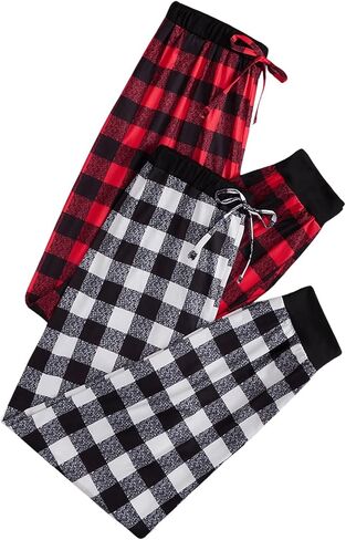 Milumia Women 2 Pieces Plaid Pajama Pants Elastic Waist Lounge Pants in Saudi Arabia