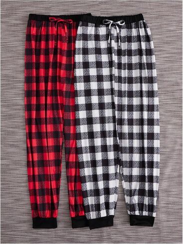 Milumia Women 2 Pieces Plaid Pajama Pants Elastic Waist Lounge Pants in Saudi Arabia