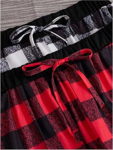 Milumia Women 2 Pieces Plaid Pajama Pants Elastic Waist Lounge Pants in Saudi Arabia