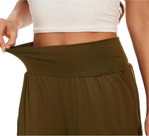 Iniber المرأة واسعة الساق عادية فضفاض صالة السراويل اليوغا Sweatpants عالية الخصر مريح بيجامة السراويل فلوي مع جيوب in Saudi Arabia