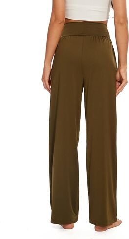 Iniber المرأة واسعة الساق عادية فضفاض صالة السراويل اليوغا Sweatpants عالية الخصر مريح بيجامة السراويل فلوي مع جيوب in Saudi Arabia