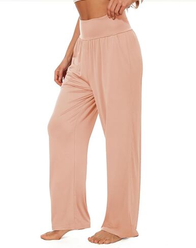 Iniber المرأة واسعة الساق عادية فضفاض صالة السراويل اليوغا Sweatpants عالية الخصر مريح بيجامة السراويل فلوي مع جيوب in Saudi Arabia