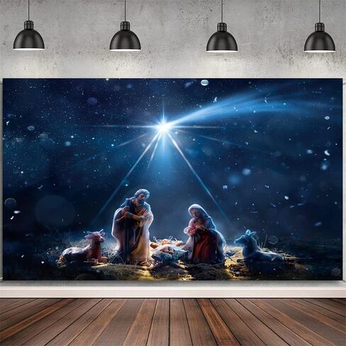 7x5ft ميلاد المسيح خلفية يسوع يصلي الضوء المقدس المسيح مشهد المهد صورة خلفية قصة المهد المسيحية عيد الميلاد الكنيسة الحدث عيد الفصح الرضع معمودية الطفل دش راية in Kuwait