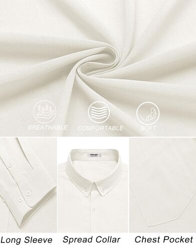 COOFANDY Men's Long Sleeve Button Down Shirts Casual Cotton Linen Shirts Summer Beach Shirt with Pocket in Saudi Arabia