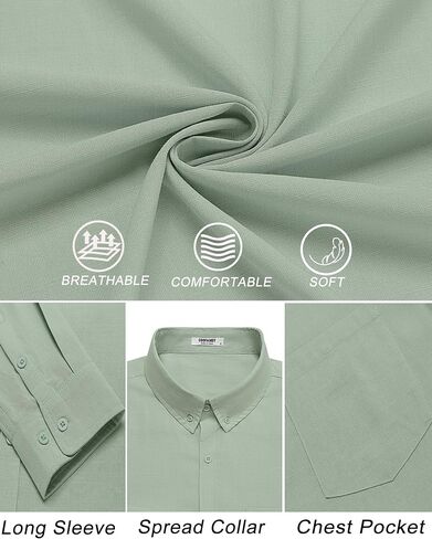 COOFANDY Men's Long Sleeve Button Down Shirts Casual Cotton Linen Shirts Summer Beach Shirt with Pocket in Saudi Arabia