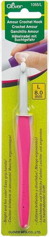 Clover Amour Crochet Hooks for Thread Size L/8.0Mm Ergonomic Handle for Comfortable Crafting, Bundle with Embroidery Scissors, Polished Aluminum, Versatile for Yarn Projects, [Pack of 3] in Saudi Arabia