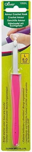 Clover Amour Crochet Hooks for Thread Size L/8.0Mm Ergonomic Handle for Comfortable Crafting, Bundle with Embroidery Scissors, Polished Aluminum, Versatile for Yarn Projects, [Pack of 3] in Saudi Arabia