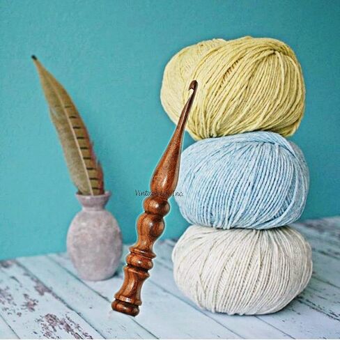Wooden Crochet Hook Ergonomic Handmade for Arthritic Hands Crochet Hook Sustainable, Lightweight & Easy Grip Crochet Tools Sheesham Wood Antique Brown (Size 4.50 MM) in Kuwait