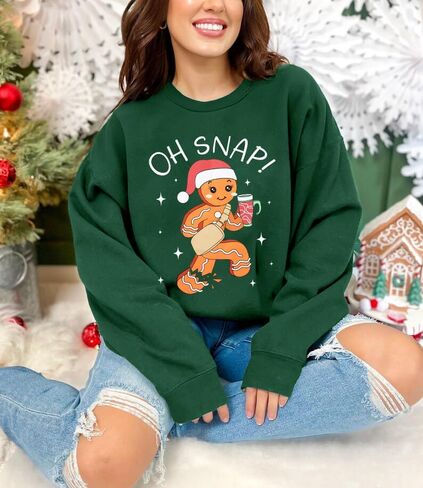 FAYALEQ Merry Christmas Sweatshirts Women: Gingerbread Graphic Shirts Funny Xmas Sweater Winter Long Sleeve Pullovers in Saudi Arabia