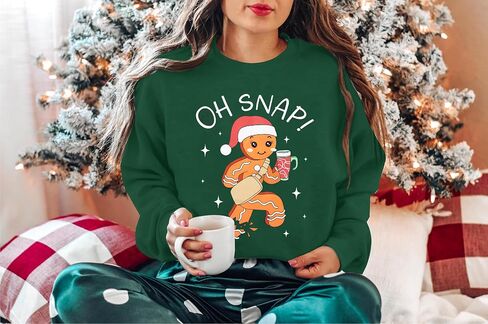 FAYALEQ Merry Christmas Sweatshirts Women: Gingerbread Graphic Shirts Funny Xmas Sweater Winter Long Sleeve Pullovers in Saudi Arabia
