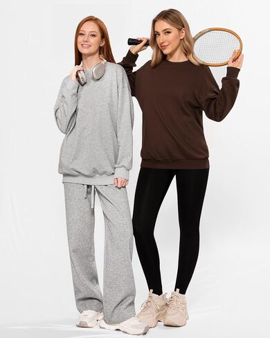 MANGOPOP Women's Oversized Sweatshirt Crewneck Pullover Comfy Fall Fashion Outfits Clothes 2024 in Saudi Arabia