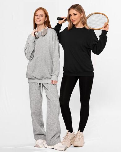 MANGOPOP Women's Oversized Sweatshirt Crewneck Pullover Comfy Fall Fashion Outfits Clothes 2024 in Saudi Arabia
