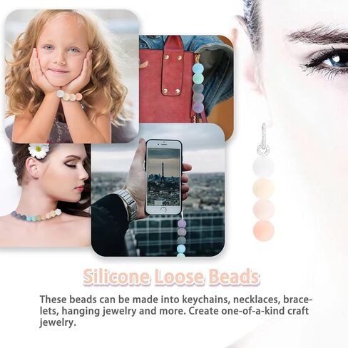 110 قطعة من الخرز السيليكون، 15 مم من الخرز السيليكون لصنع سلسلة المفاتيح 14 مم من السيليكون السداسي الخرز المطاطي المستدير الملون 15 لونًا من الخرز السائب لصنع المجوهرات بنفسك in Kuwait