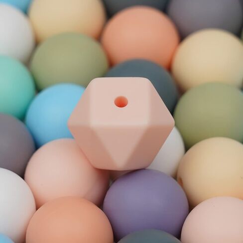 110 قطعة من الخرز السيليكون، 15 مم من الخرز السيليكون لصنع سلسلة المفاتيح 14 مم من السيليكون السداسي الخرز المطاطي المستدير الملون 15 لونًا من الخرز السائب لصنع المجوهرات بنفسك in Kuwait