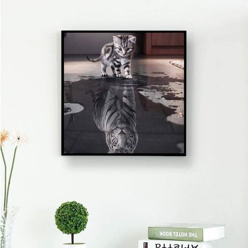 SUNKOO DIY النمر الماس الفن مجموعات الرسم للبالغين الحفر الكامل النمر الطلاء مع الماس القط حجر الراين صور التطريز عبر غرزة الحرف الفنية لديكور جدار المنزل، أنا النمر (12 × 12 بوصة) in Kuwait