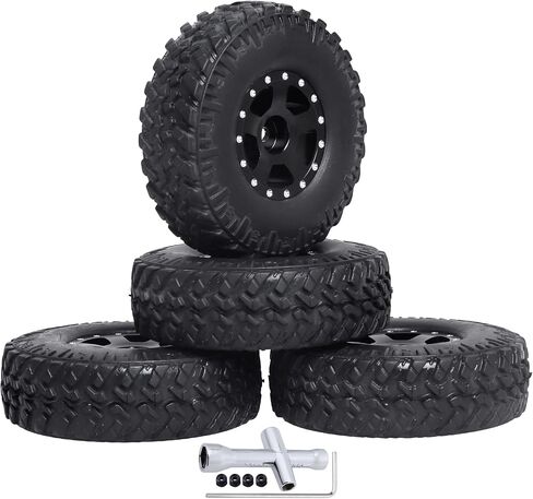 مجموعة إطارات إطارات العجلات 4 قطع 1.0 مع صواميل ومفتاح ربط لسيارة زاحفة 1/24 RC محورية SCX24 90081 AXI00001 AXI00002 أجزاء (النمط 1) in Saudi Arabia