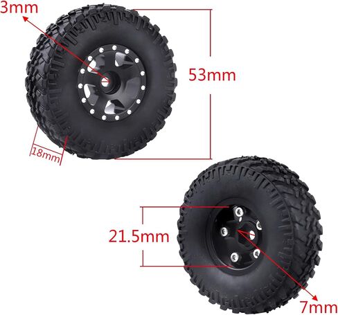 مجموعة إطارات إطارات العجلات 4 قطع 1.0 مع صواميل ومفتاح ربط لسيارة زاحفة 1/24 RC محورية SCX24 90081 AXI00001 AXI00002 أجزاء (النمط 1) in Saudi Arabia